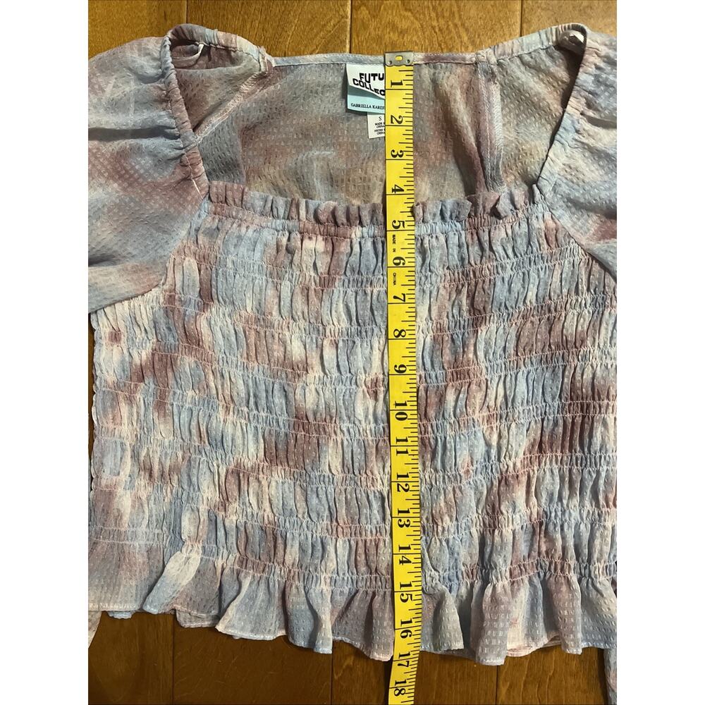 Future Collective Smocked Sheer Top Size S Pastel Coquette Festival Cottage - Picture 4 of 8